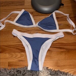 Blue and White Bikini Set